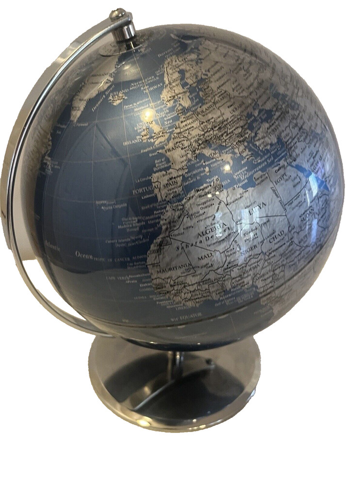 🔥RARE Chrome Base Gray and Blue colored 10” Diameter Globe🔥