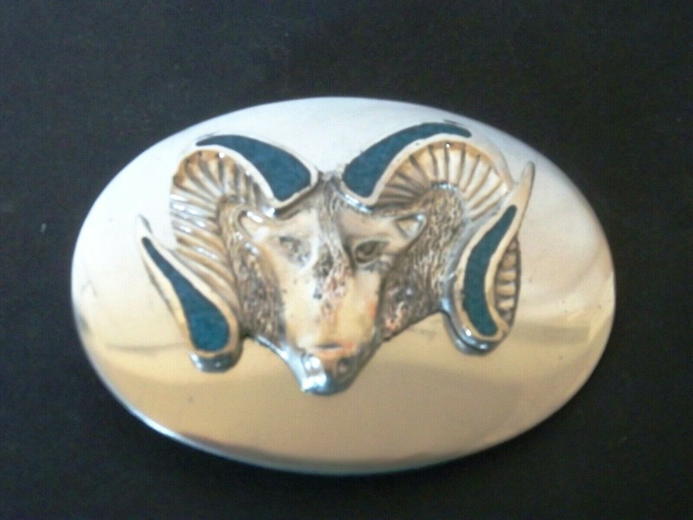 BELT BUCKLE - Silver / Chrome - with Ram Head Design*