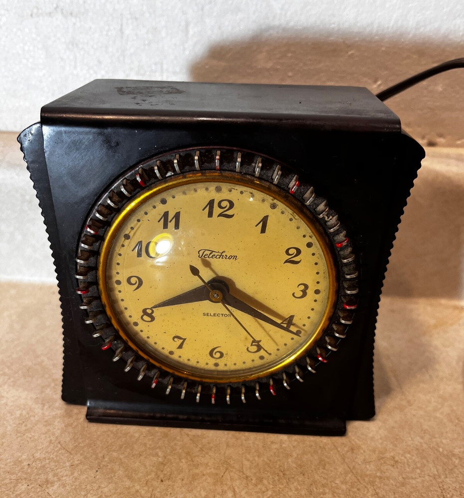 VINTAGE Telechron 8H55 Bakelite Shelf Clock-Timer-Working