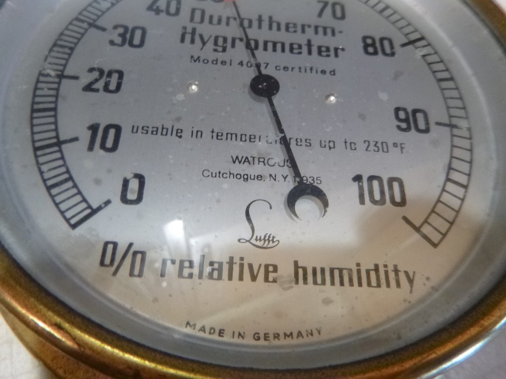 TWO VINTAGE BRASS HYGROMETER GAUGES