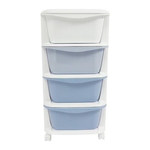 4 Tier Gradient Organizer Storage Box Blue Gradient with Wheels Pushable
