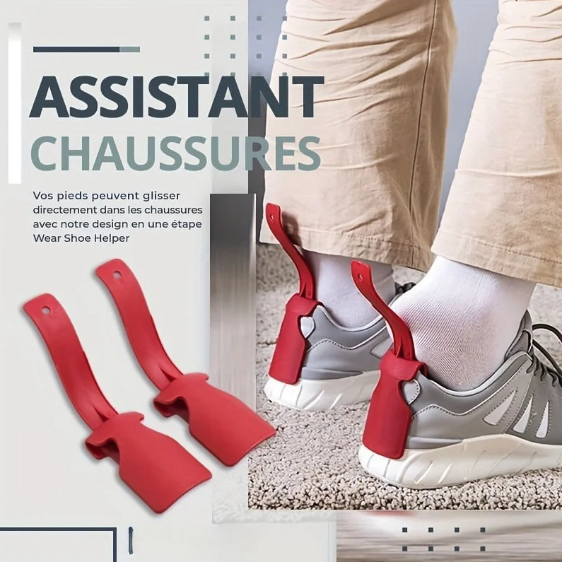 2pcs Plastic Shoe Horn Lazy Shoes Helper Slip-On Lifting Aid Tool - NEW