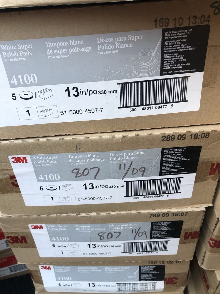 3M White Super Polish Pad, 13", 5/case (4100)