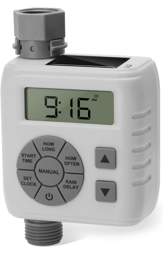 Sprinkler Timer, Programmable Irrigation Water Timer for Garden Hose, Solar/Batt