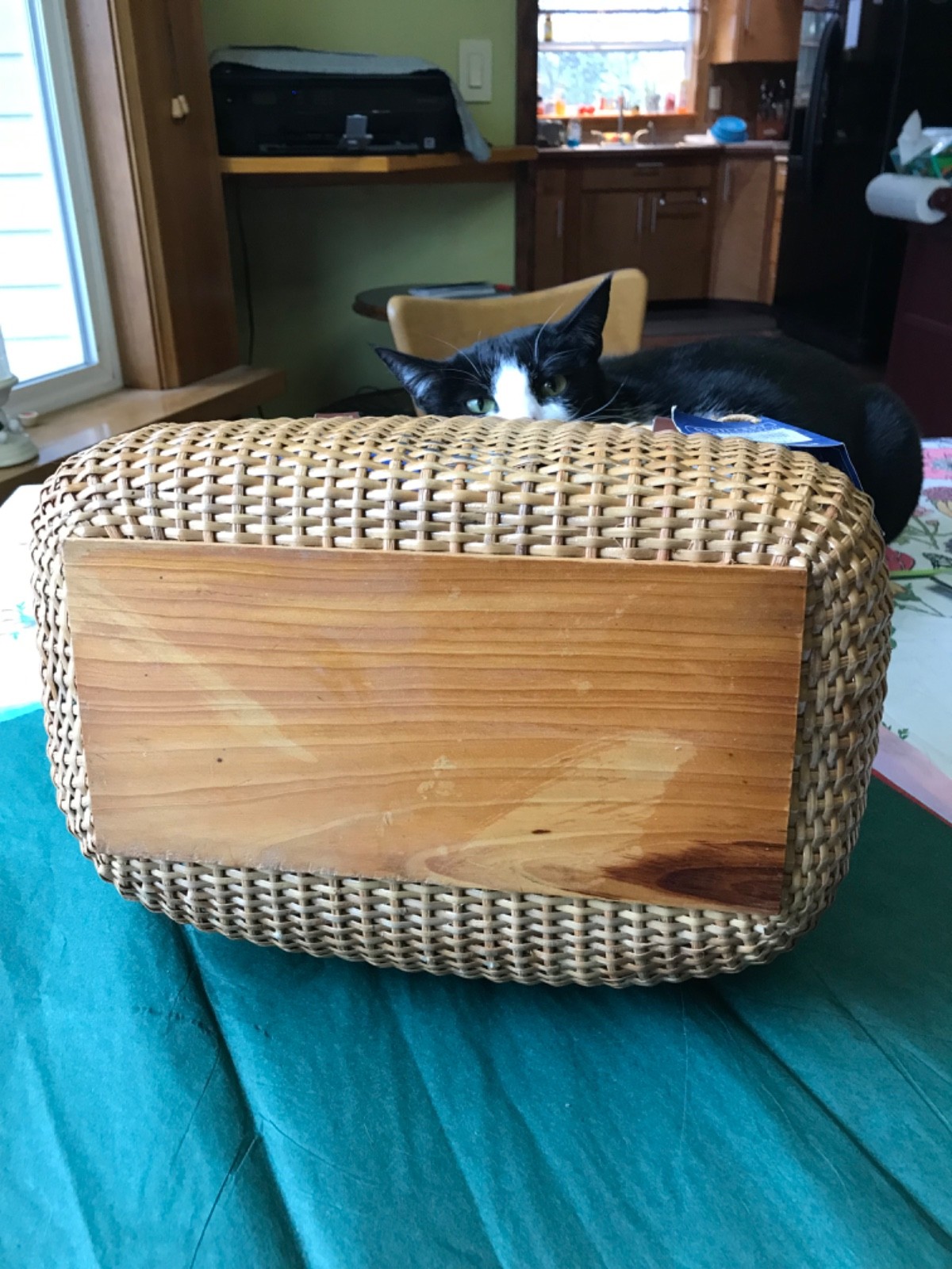 L.L.Bean Nantucket wicker bike basket used once with tags leather straps