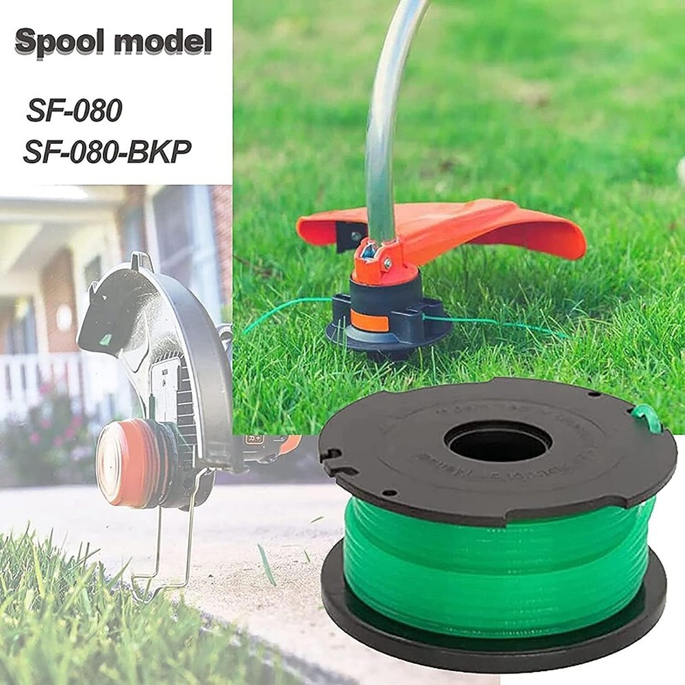 For Black & Decker GH3000, SF-080 Grass Trimmer Replacement Spool Line With Cap