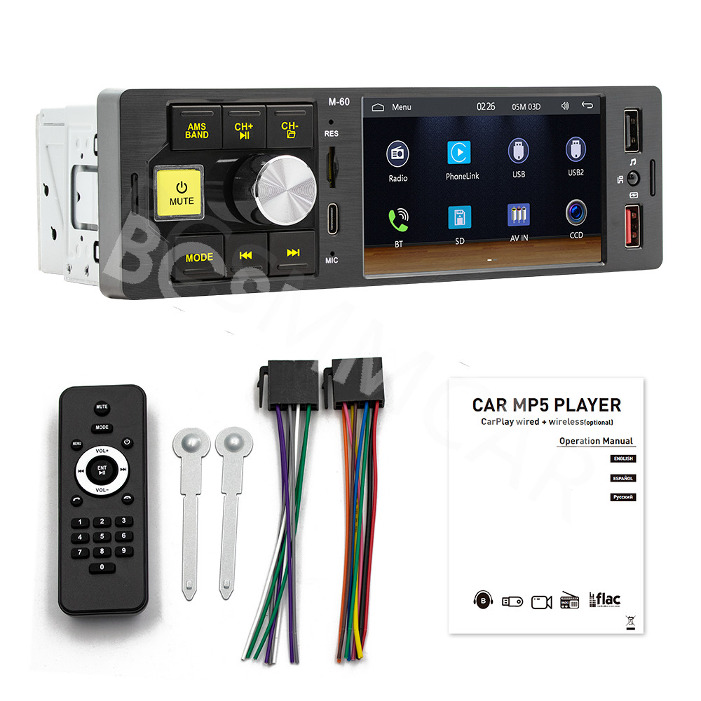 Touch Screen Car Stereo MP5 Player Radio For Apple CarPlay Android Auto BT TF