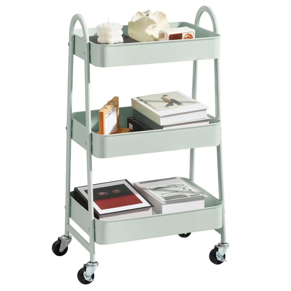 JIONJOY 3 Tier Utility Rolling Cart, Premium Metal Mobile Storage Cart with