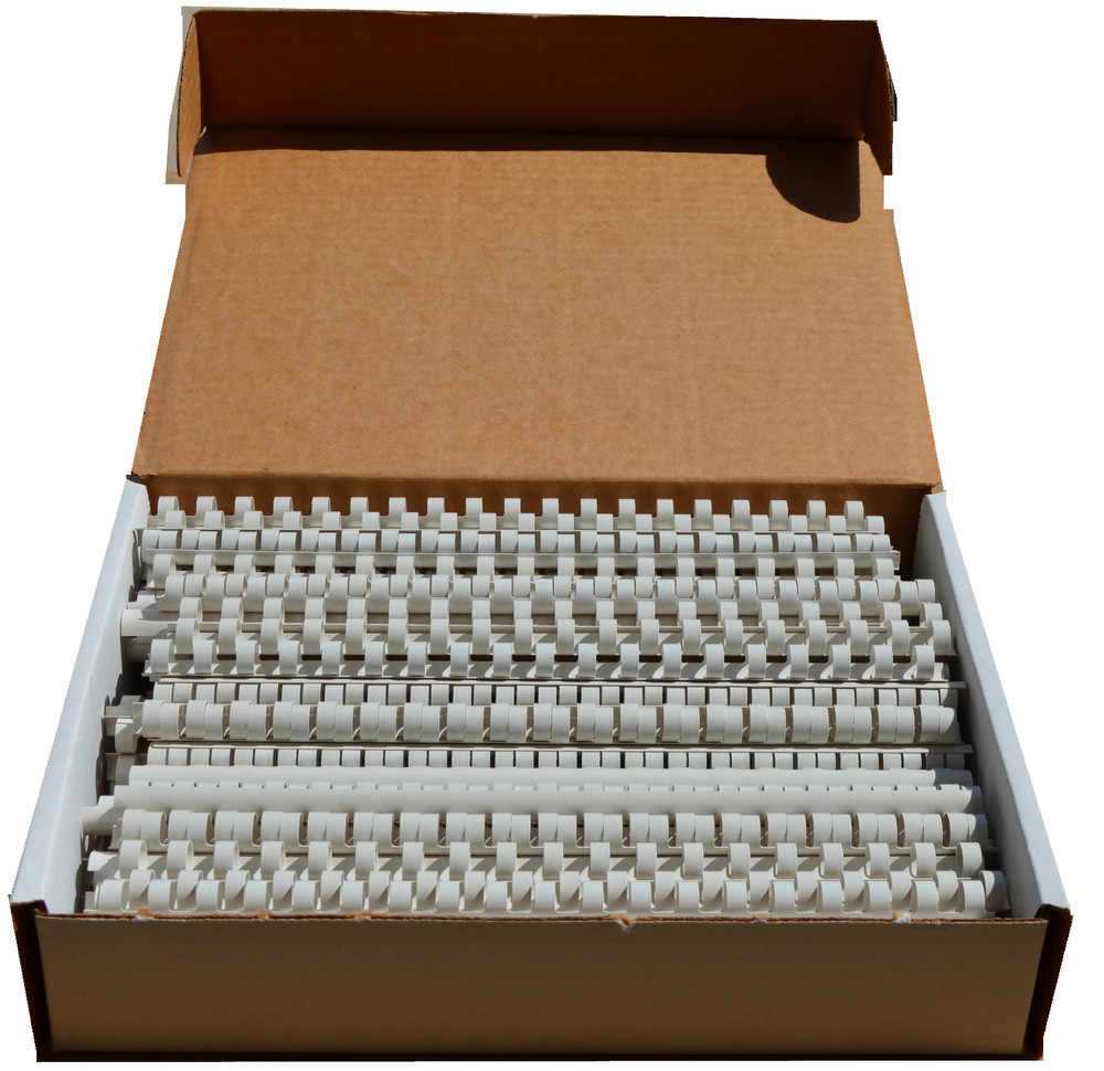 Binding Combs-Spines,  White, 5/8", Wide Back, 19 Ring, 100 per box
