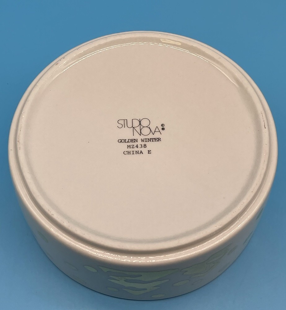 Studio Nova Golden Winter Round Ceramic Trinket Box, Boxed