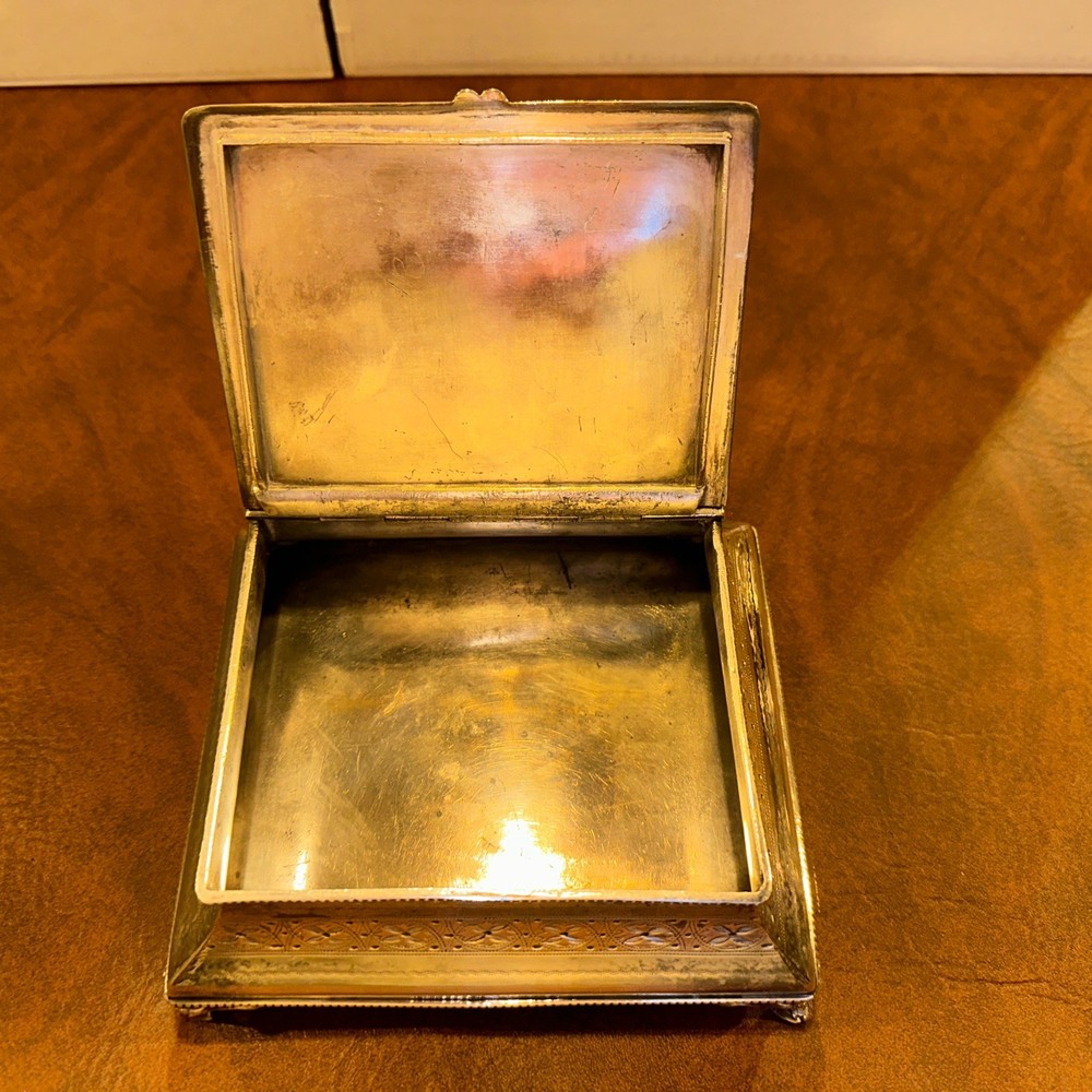 Victorian Silverplate Footed Box Bright Cut