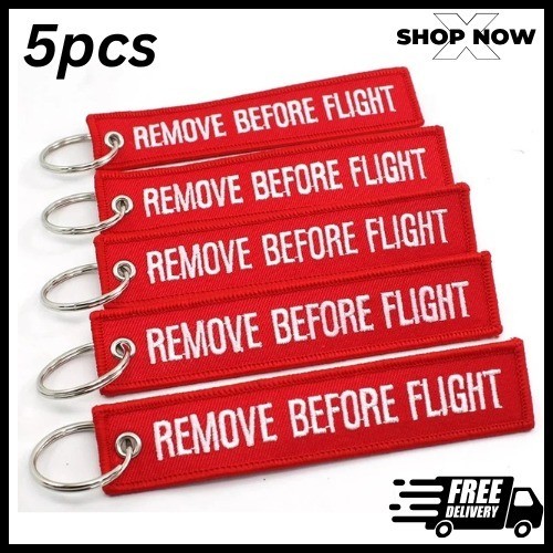5pcs  Remove Before Flight Keychain Embroidered Jet Tag