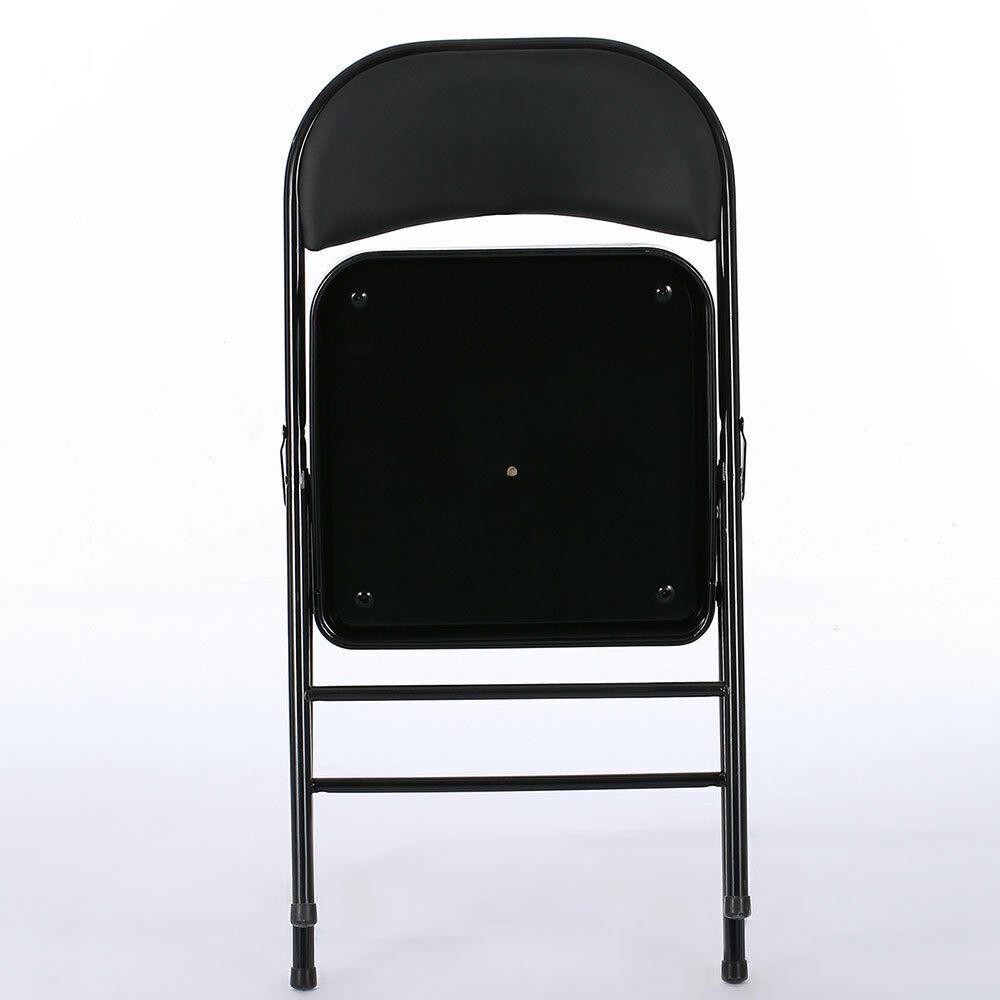 6 Commercial Folding Chairs Steel Frame Fabric Padded Seat for Indoor Outdoor