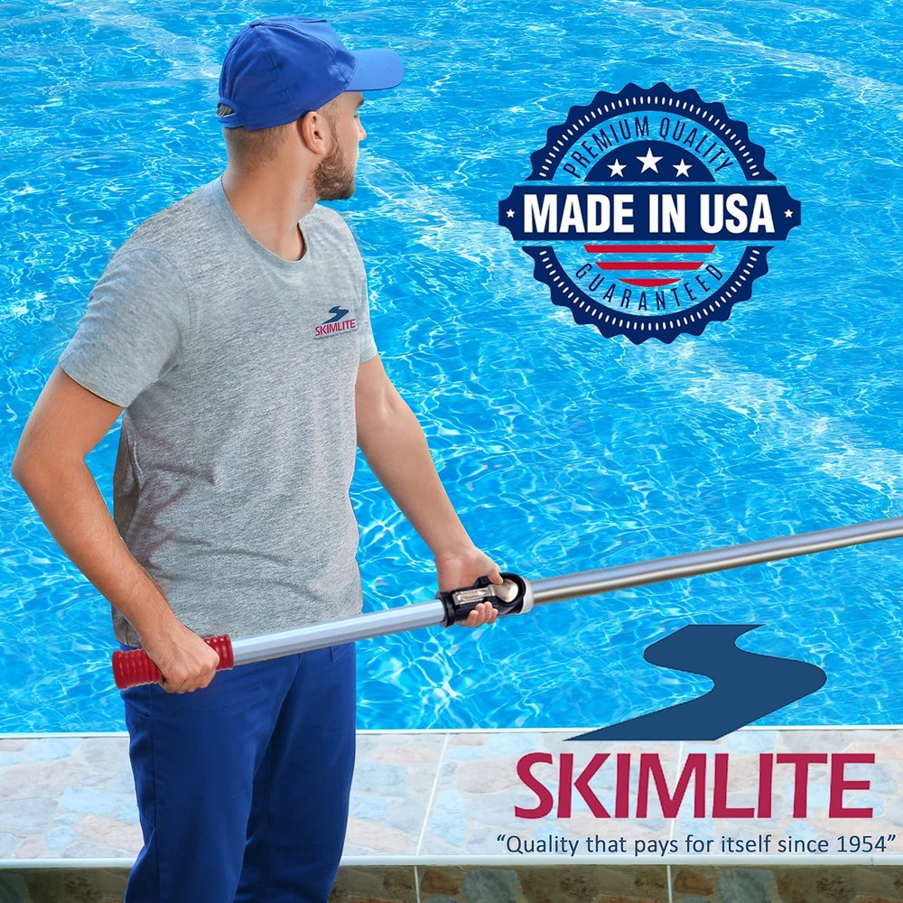 Telescopic Pool Pole 16 Ft Adjustable Push Button Lock w Adapter