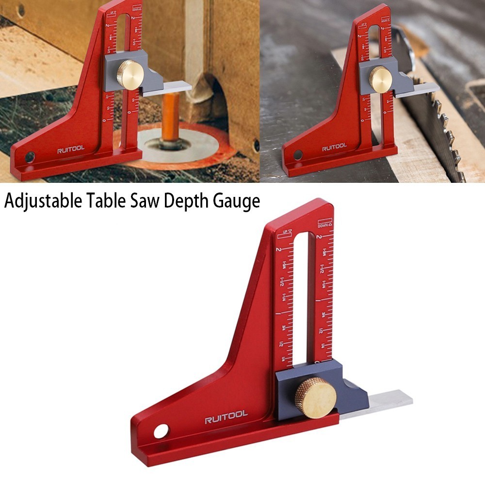 Table Saw Measuring Ruler Depth Gauge W/CNC Laser Scale & Height Lock Adjustable