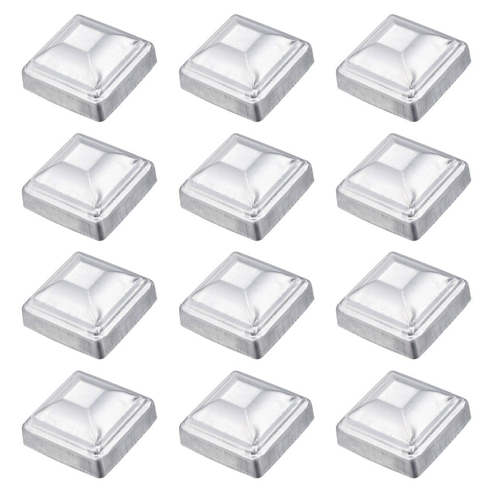 12Pcs Fence Post Cap, Galvanized Deck Post Caps Fit 2" x 2" Pipe, Silver