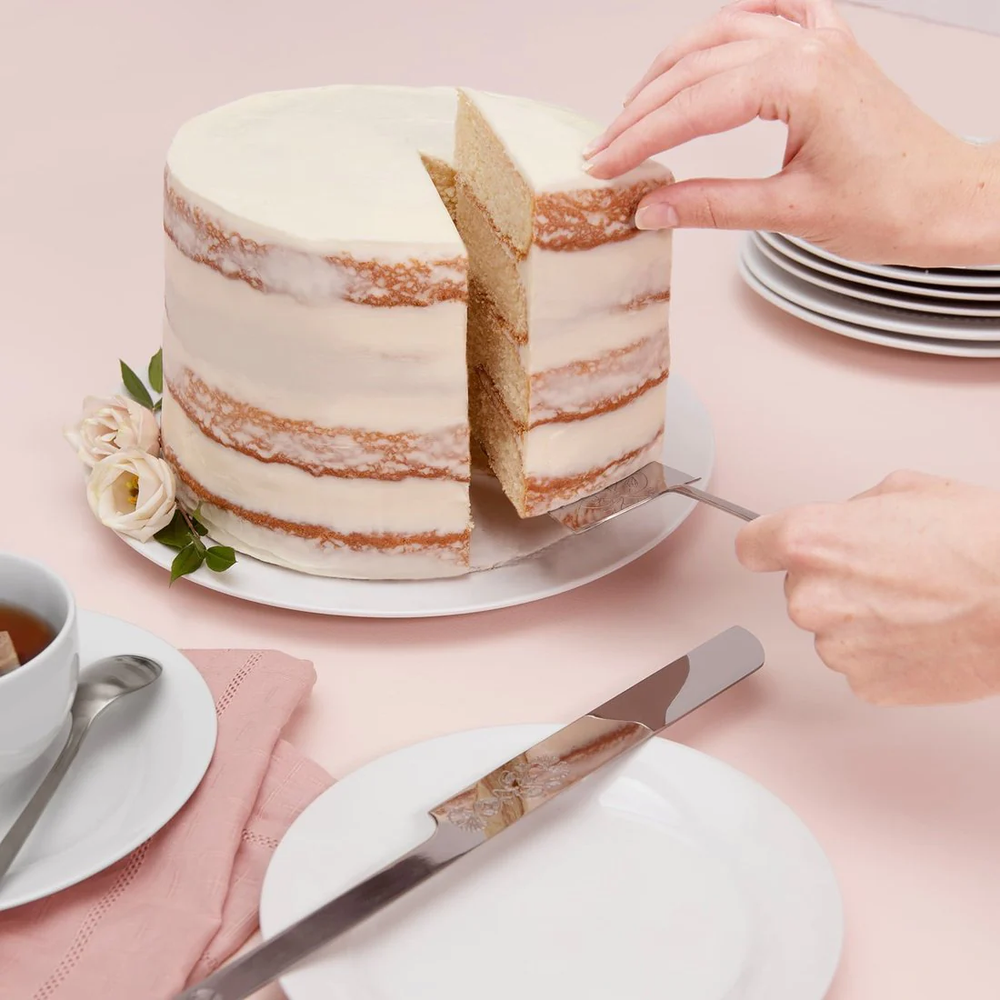 Silver Ornate Cake Serving Set