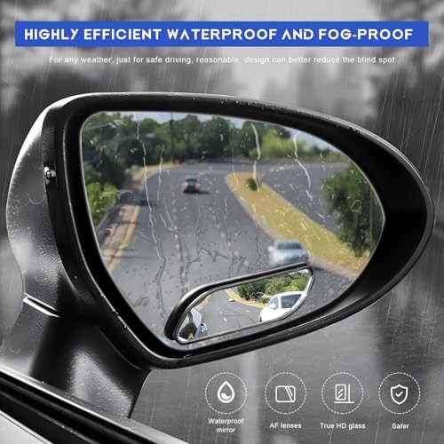 2 PCS Blind Spot Mirror, Adjustable Wide Angle Convex Side Framed Medium