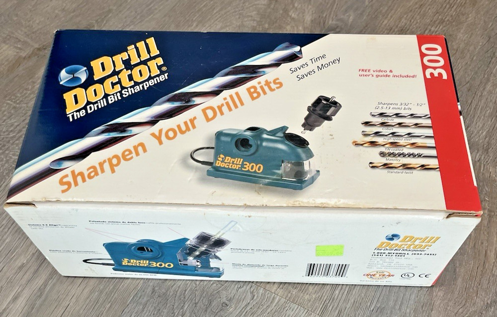 Drill Doctor Model 300 Bit Sharpener with Box, VHS Guide & Instruction Manual