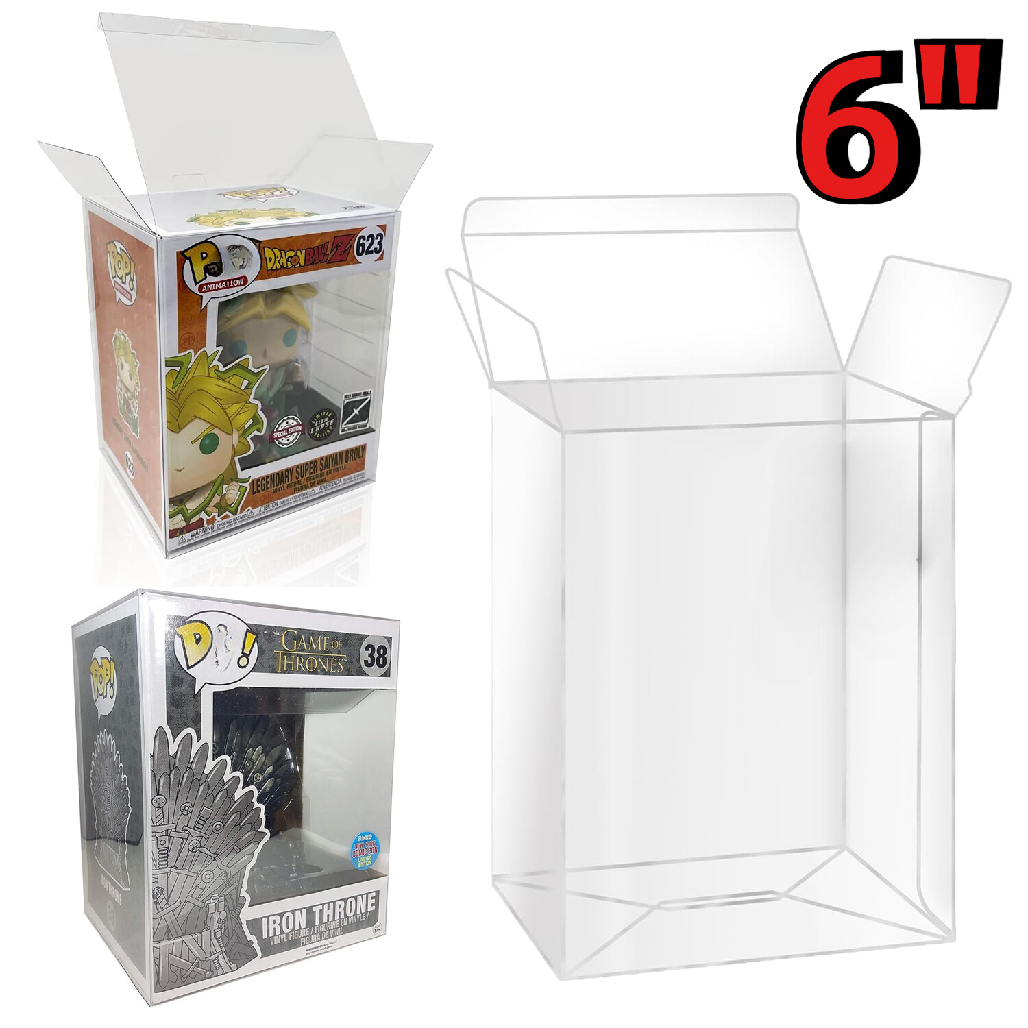 2x Plastic Display Protector Cases For Funko 6 Inch Pop! Vinyl Figures Box 0.5mm