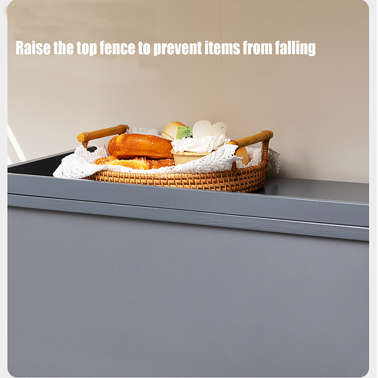 Modern Two-tier Storage Cabinet, Countertop Storage Cabinet, Gray Cabinet New