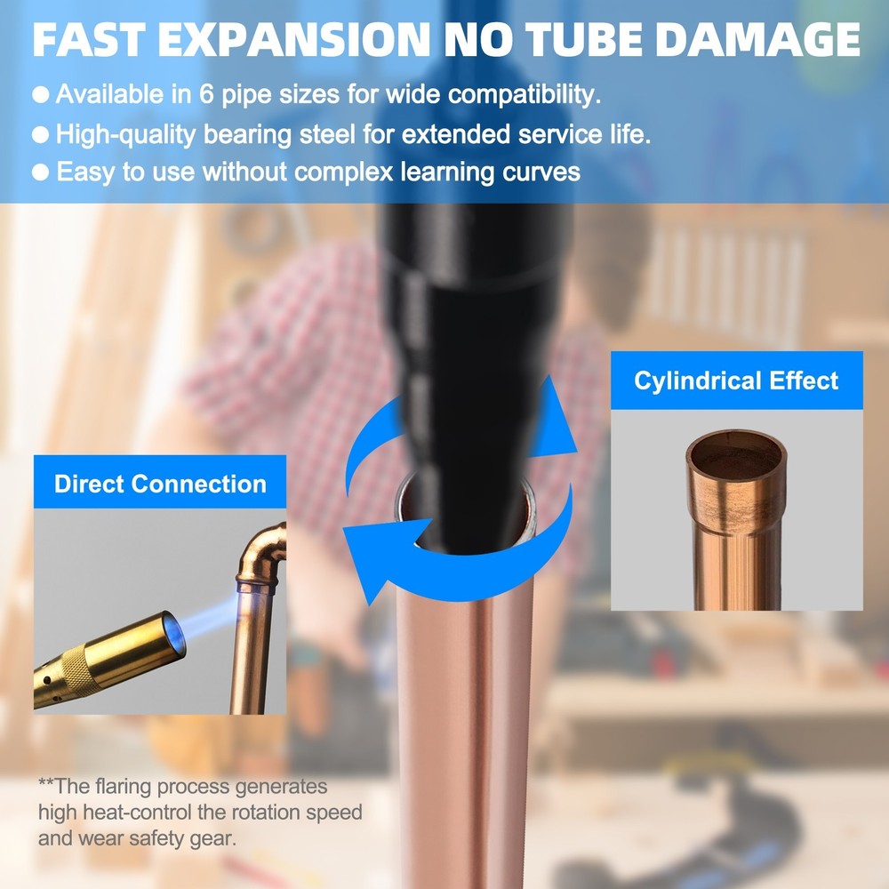7PCS Copper Pipe Expander Set with 5 in 1 Swaging Tool and Multiple Drill Bits