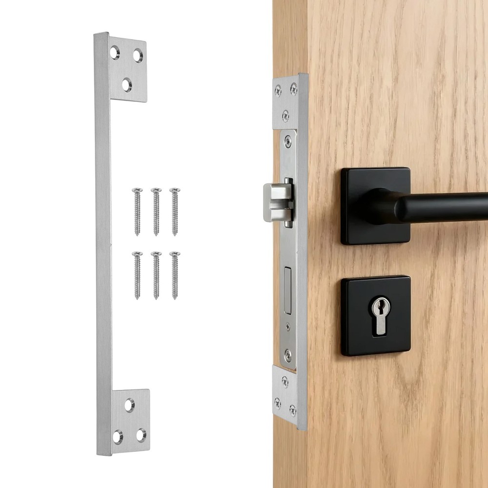 Door Latch Guard Plate, 7" Door Security Protector Shield, Silver
