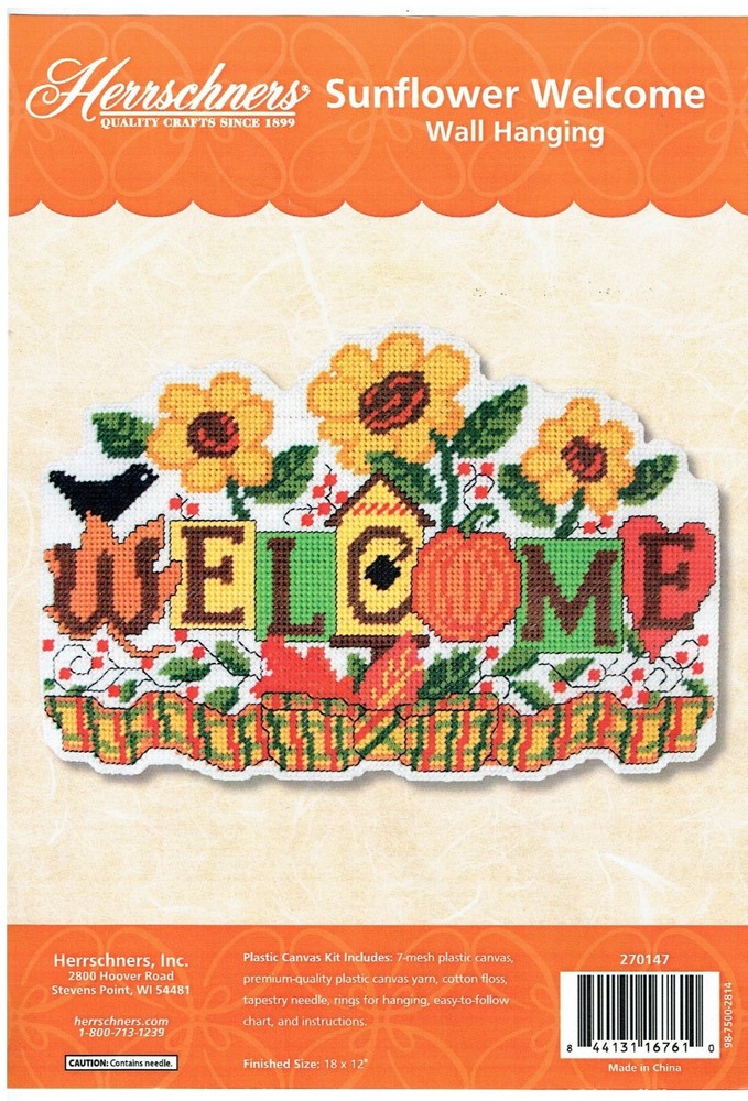 SUNFLOWER WELCOME  WALL HANGING   plastic canvas  PATTERN (#TF0696)
