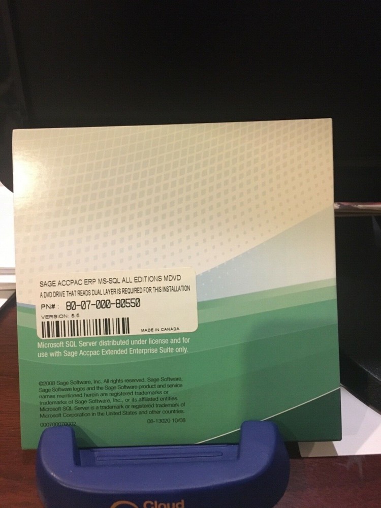 Sage Accpac ERP Extended Enterprise Suite with SQL Server Master DVD.