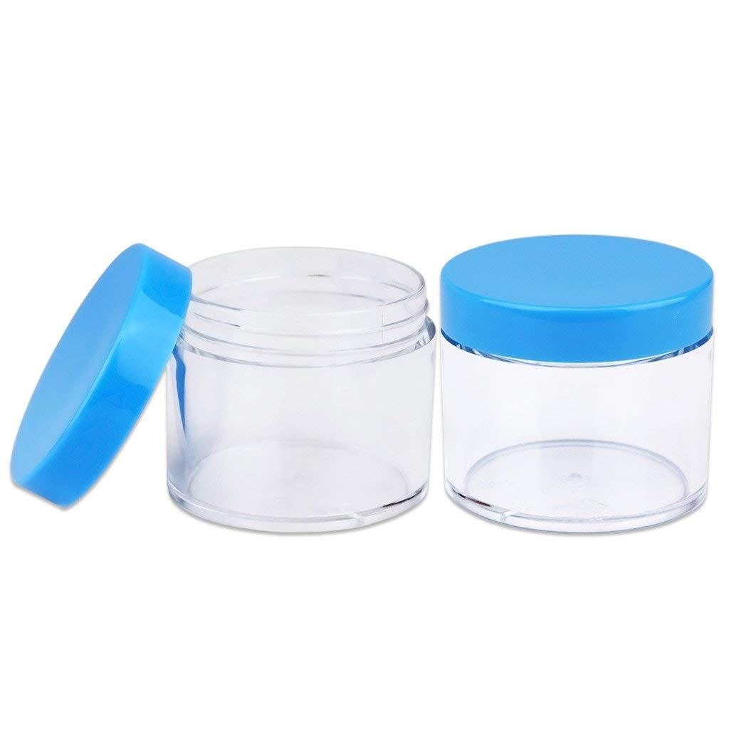3 Pieces 2Oz/60g/60ml HQ Acrylic Leak Proof Clear Container Jars w/Blue Lid