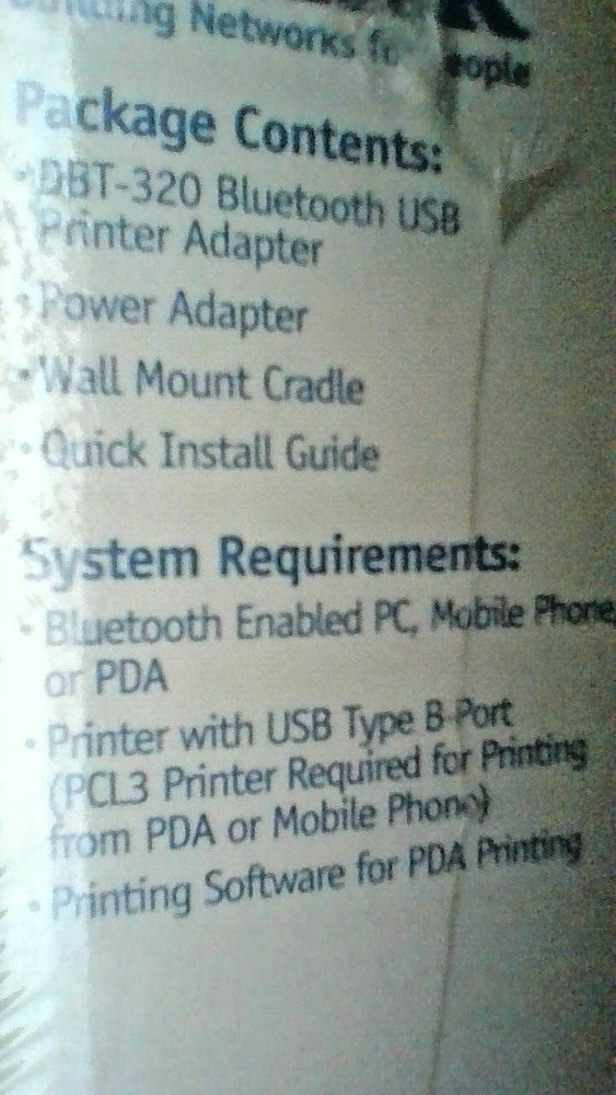 D-LINK PRINTER ADAPTER BLUETOOTH USB ( DBT-320 ) PLUG & PLAY USB PRINTERS