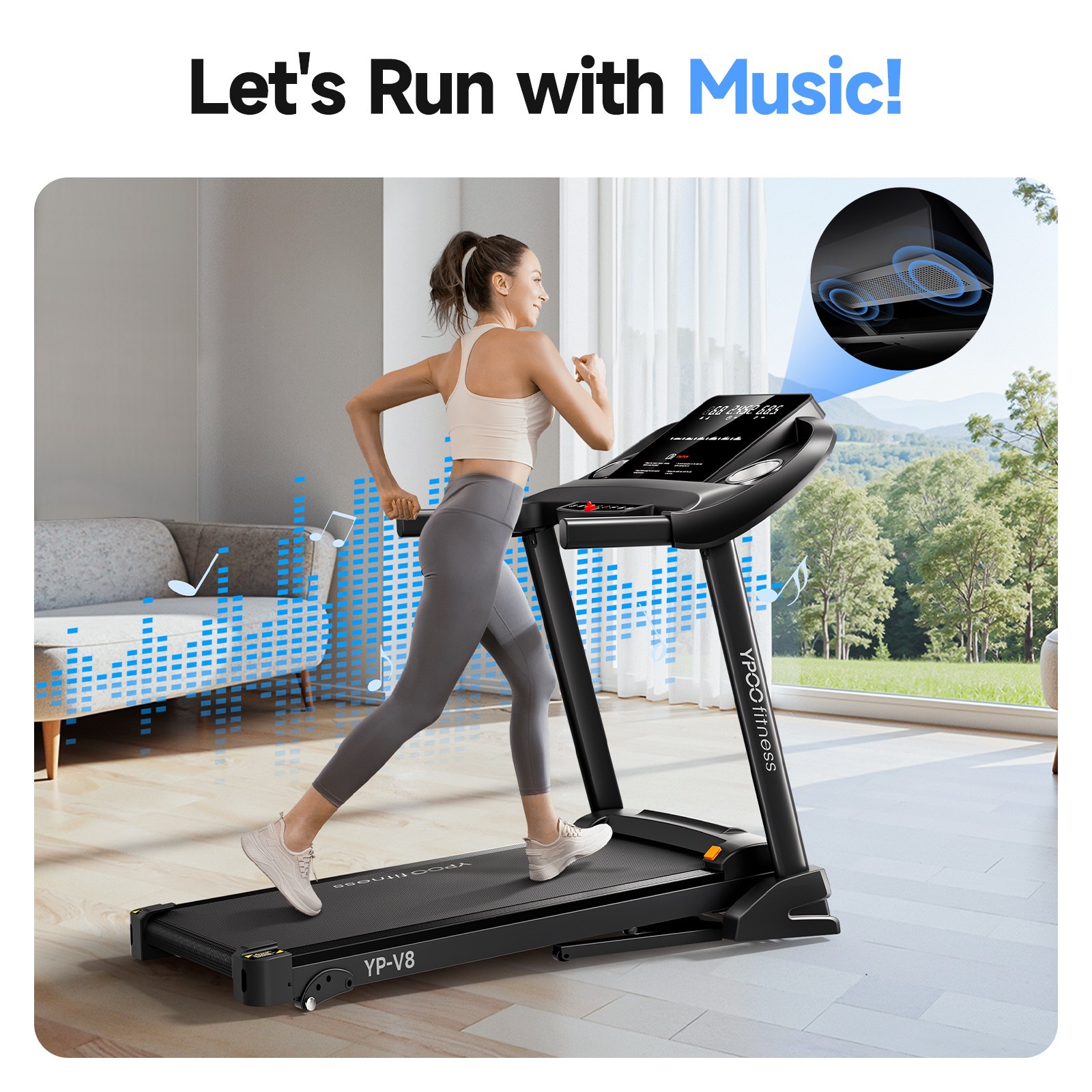 YPOO Foldable Incline Treadmill 8MPH Quiet for Home Treadmill Discounted Sales