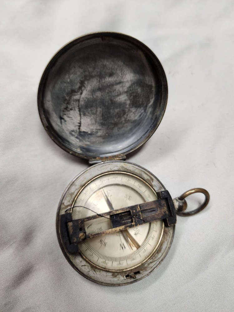 WWII Compass with Sighting Vane and Case