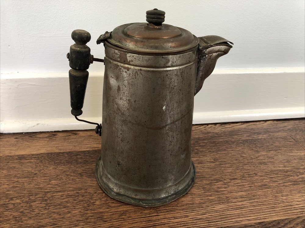 Vintage Copper Tea Coffee Pot Kettle Primitive For Display