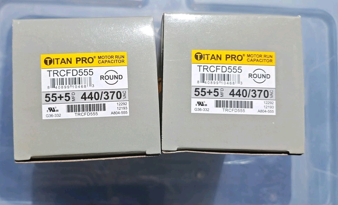 Titan Pro TRCFD555 HVAC Round  Capacitor 55/5 MFD/UF 440/370 VAC  Lot Of 2