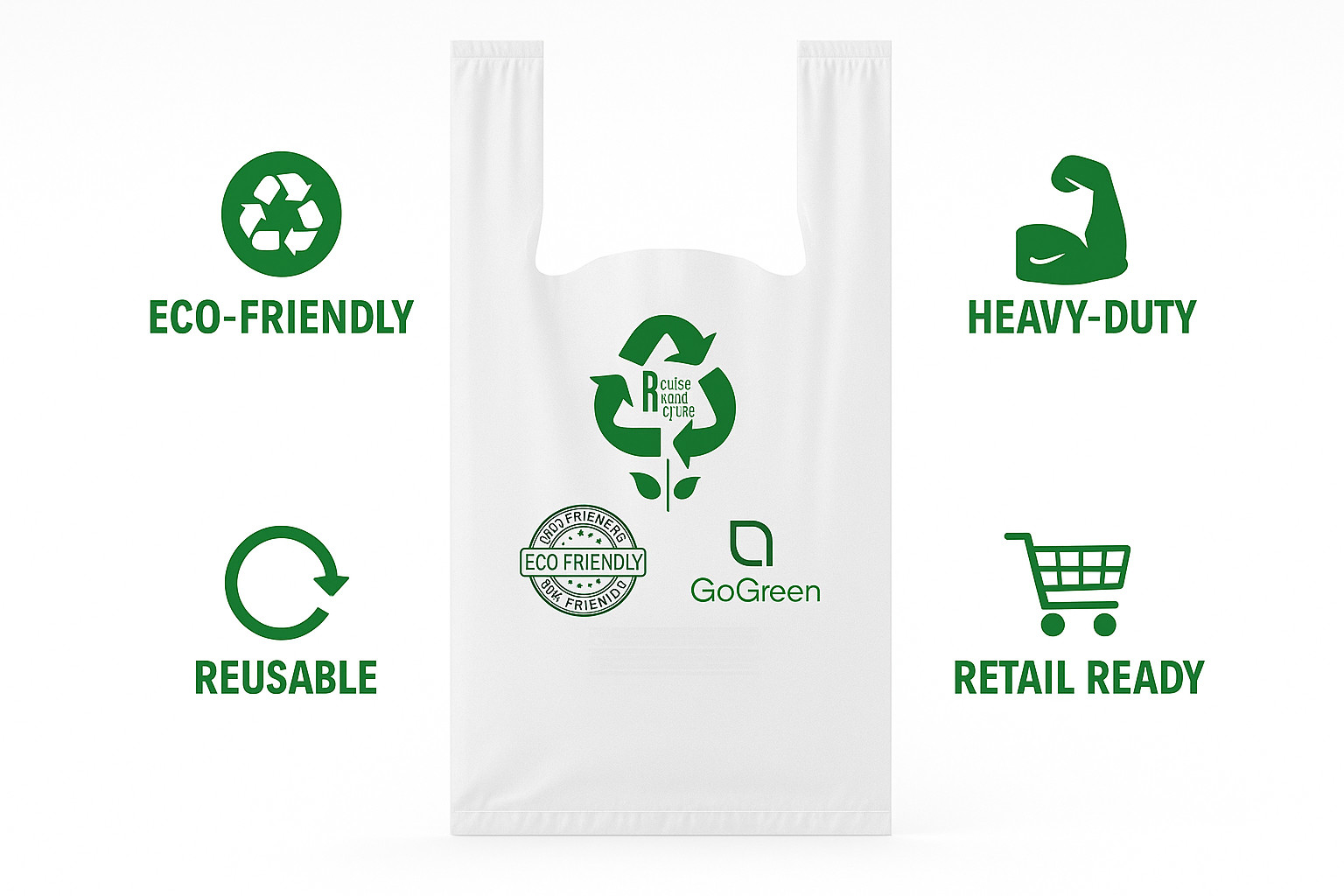 Clear Plastic T-Shirt Grocery Bags 3 Mil Heavy Duty Reusable 1/6 21x6.5x11.5