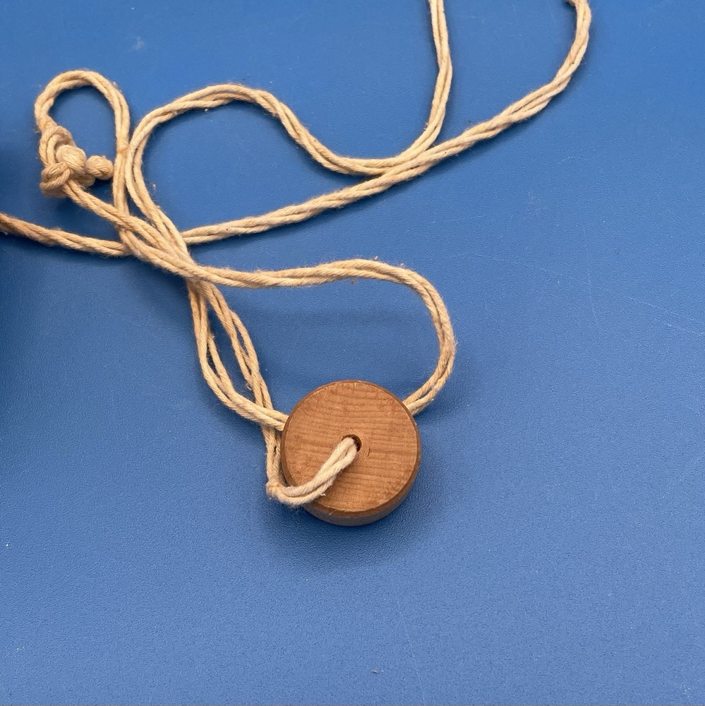 Vintage Wood Yellow Duck on Wagon Pull Toy Original String