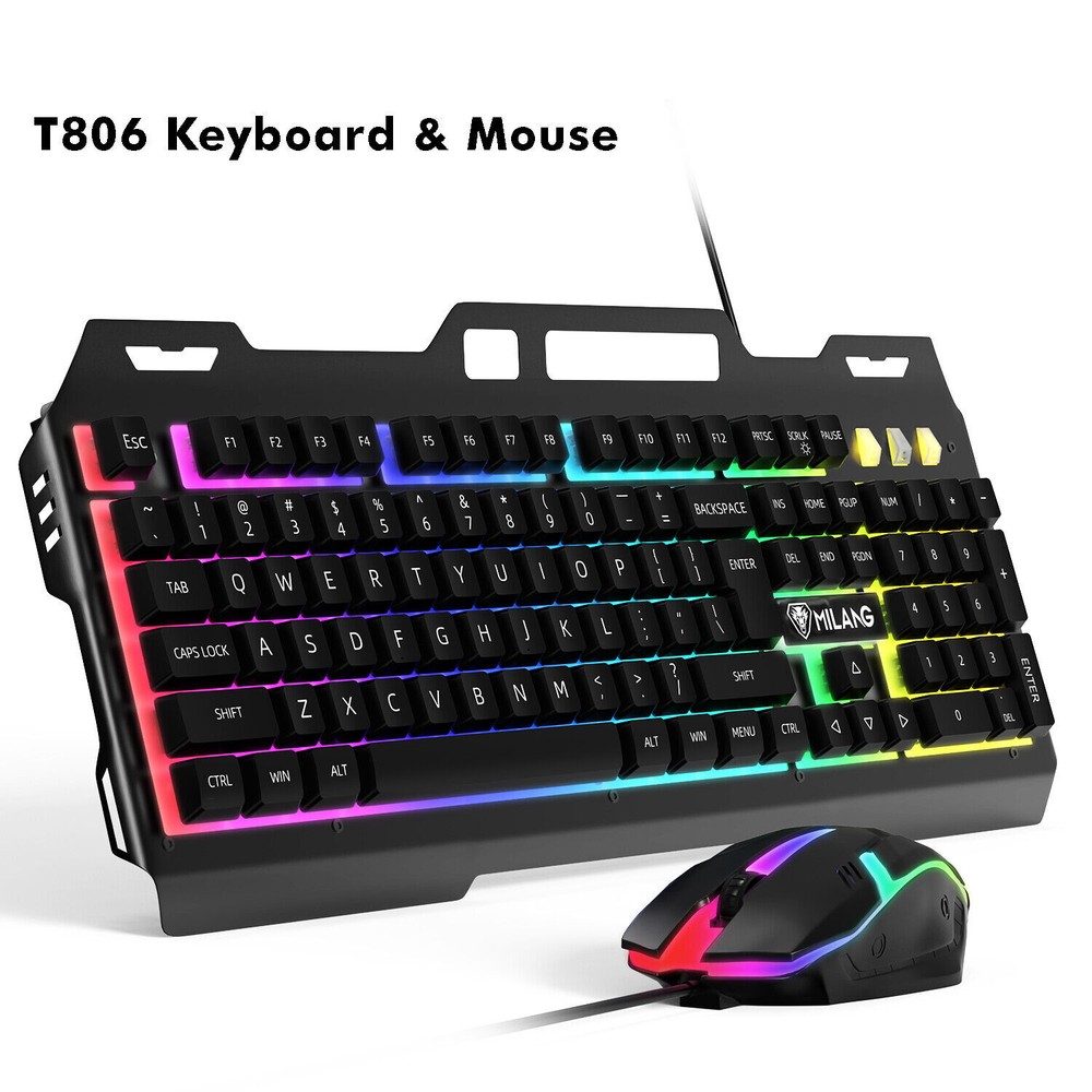 Computer Desktop Gaming Keyboard and Mouse Mechanical LED Light for Window PC