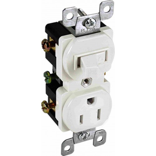 Orbit RTS15-I 15A Single Pole Stack Switch with Receptacle IVORY (shown White)