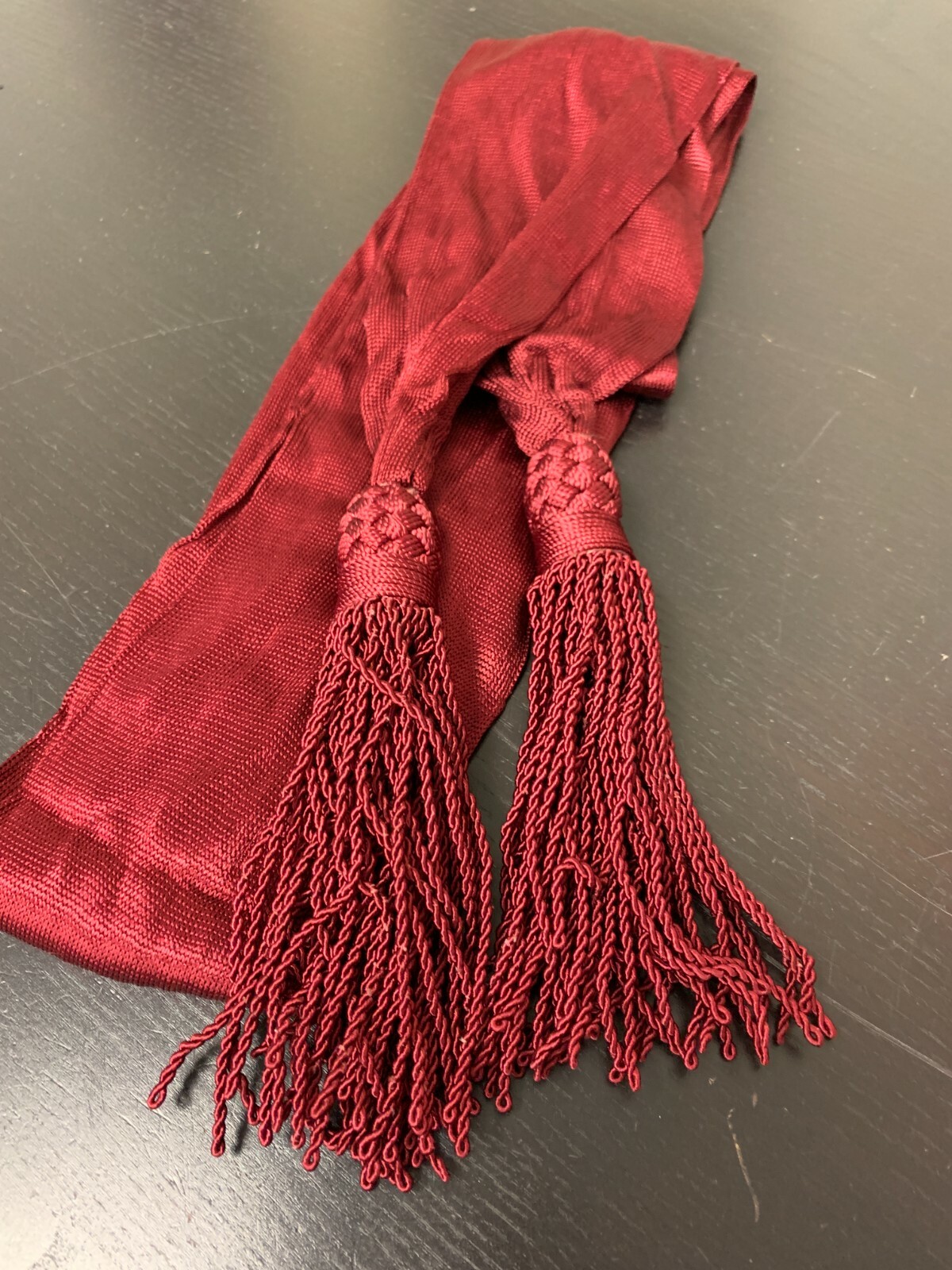 Civil War WINE / MAROON Colored Staff Officer SILK Sash - 90" long - NEW