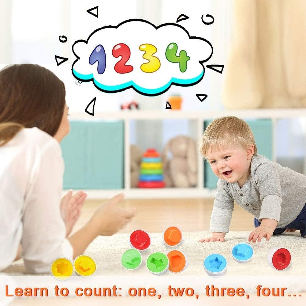 Matching Eggs Toys Color & Shape Recognition Sorter Puzzle, Montessori Toys f...