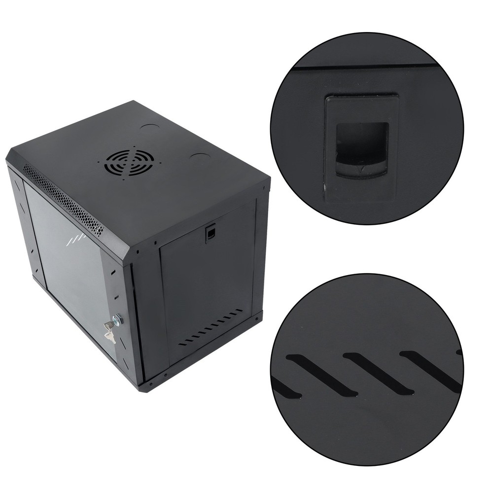 LABLT 9U Network Server Cabinet Rack Wall Mount Maximum Depth 15.5" With Locks