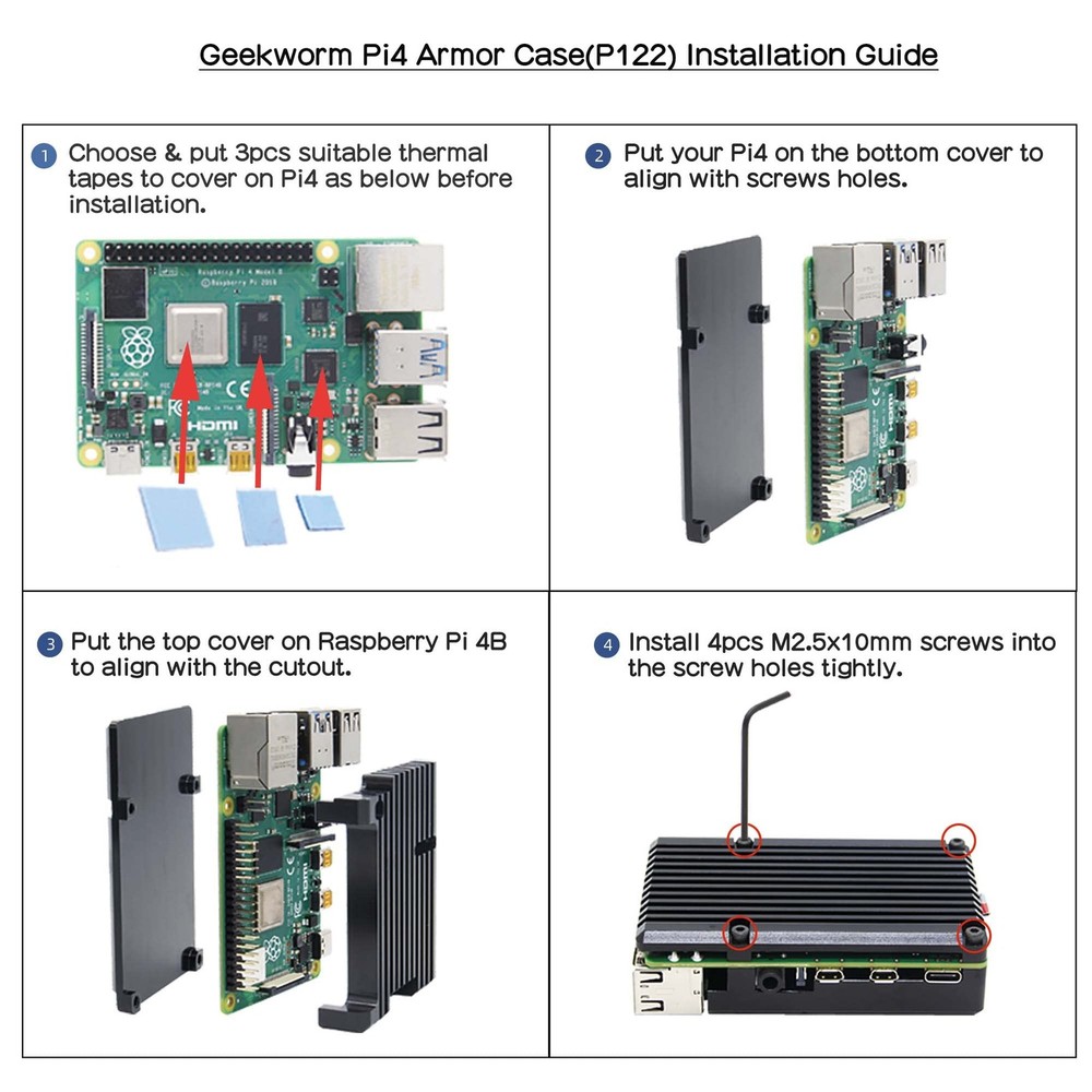 Aluminum Case with Heatsink for Raspberry Pi 4 Model B Passive Cooling,...