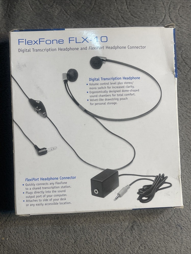 FlexFone FLX-10 3.5 mm Headset for Computer Transcribing Transcription