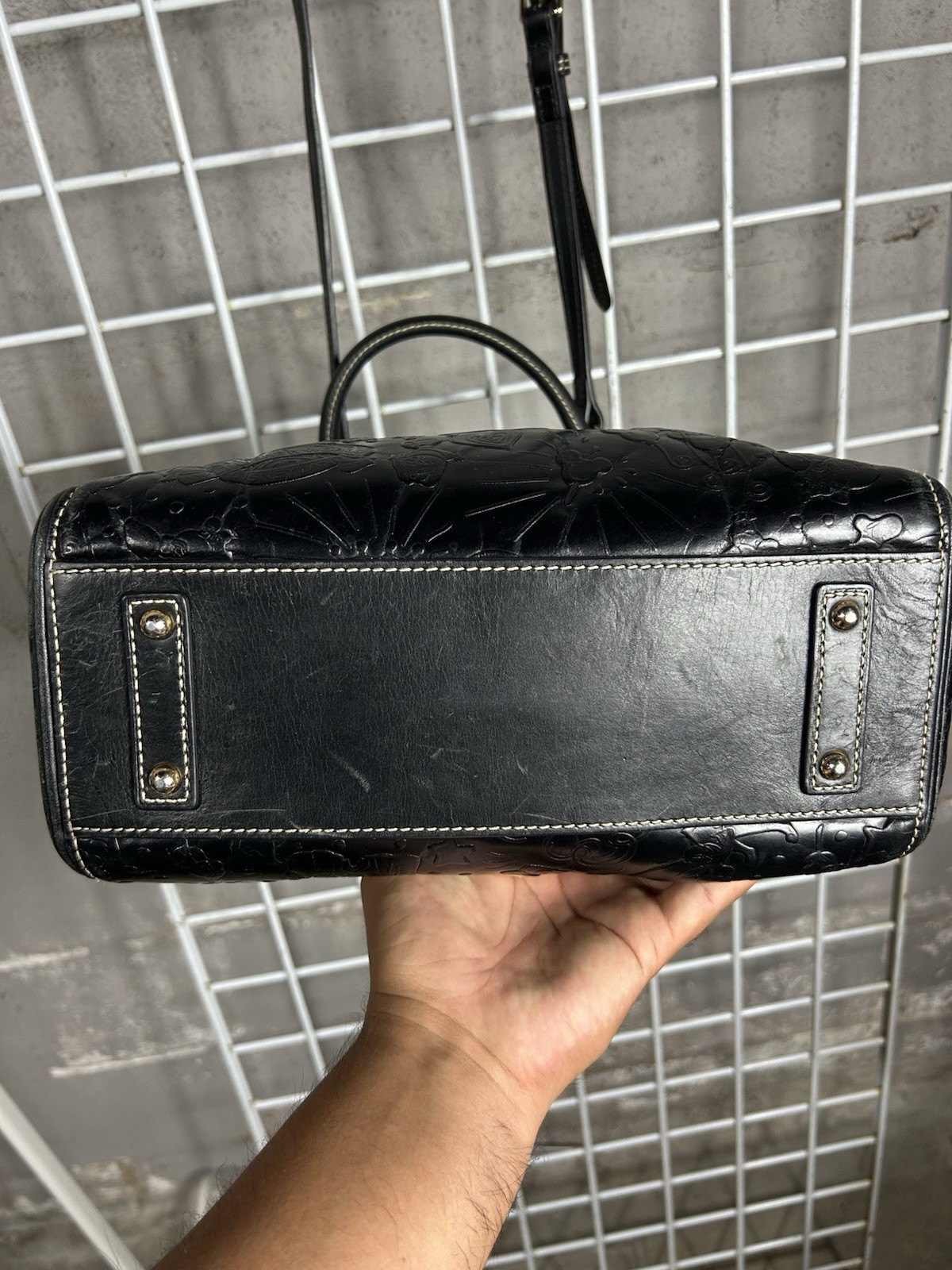 Dooney & Bourke Embossed Leather Disney Sketch Satchel Mickey Mouse Bag Purse