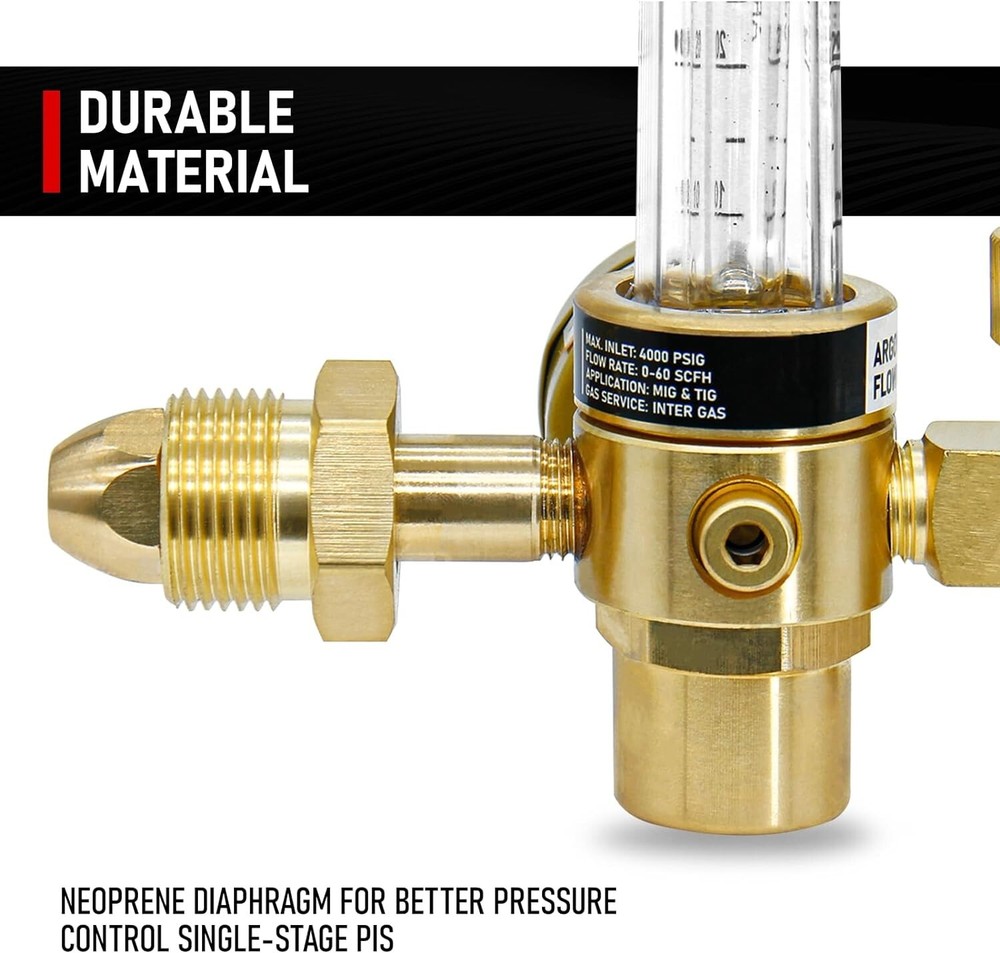 Versatile Argon/CO2 Gas Regulator with Adjustable Flow Rate – High-Quality Brass