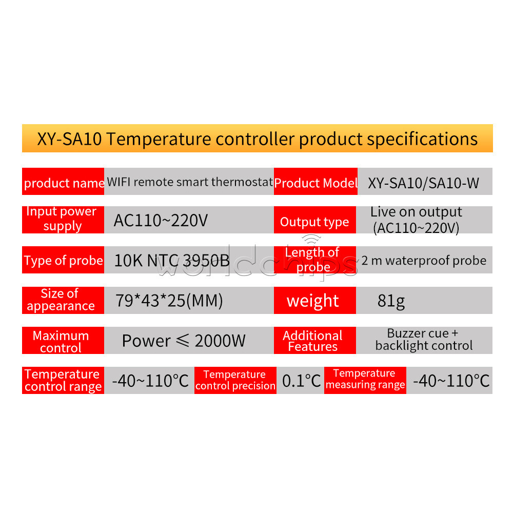 Wifi Remote thermostat High Precision Temperature Controller Module -40~110°C