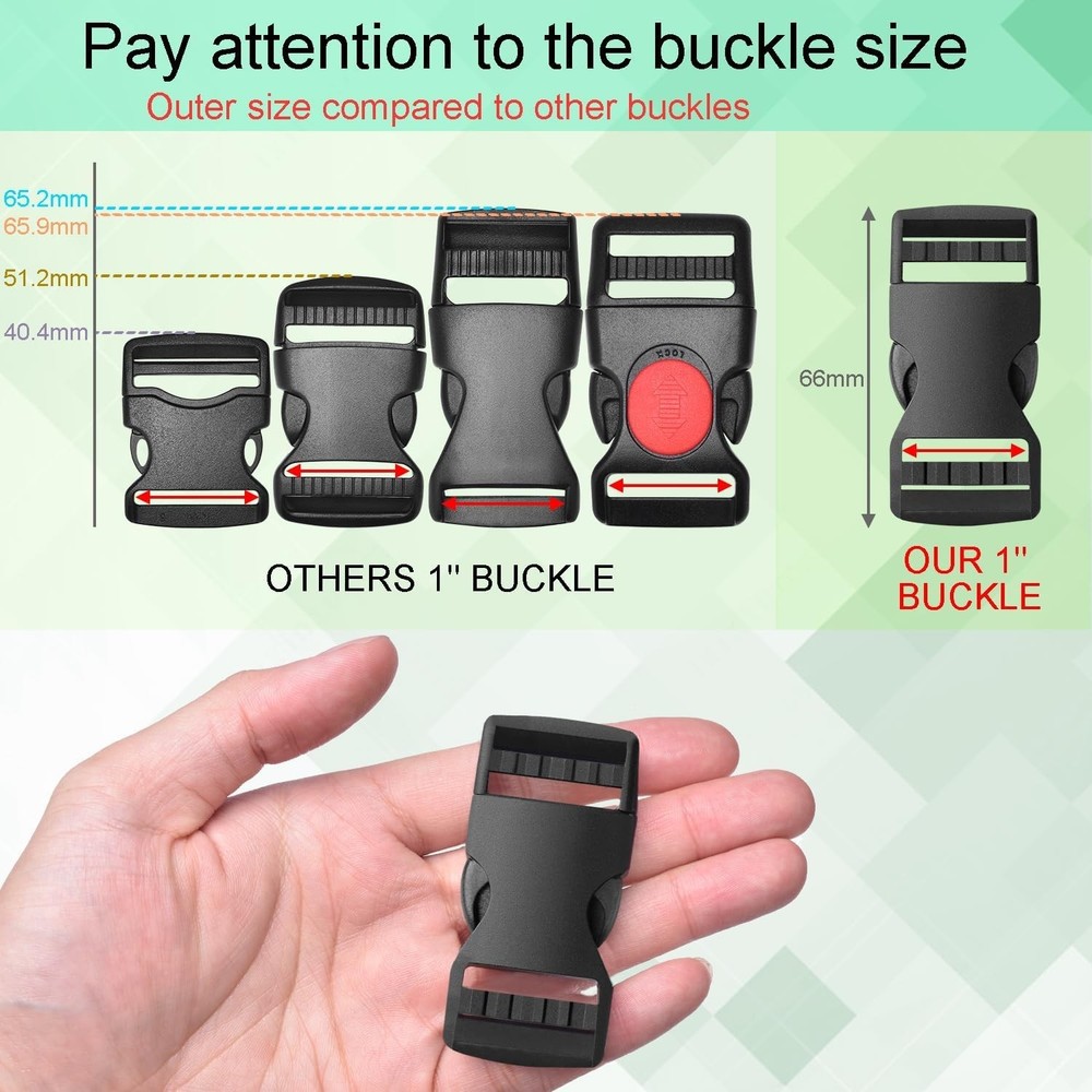Reliable 1" Quick Release Plastic Buckles - Heavy Duty 6 Pack for Straps