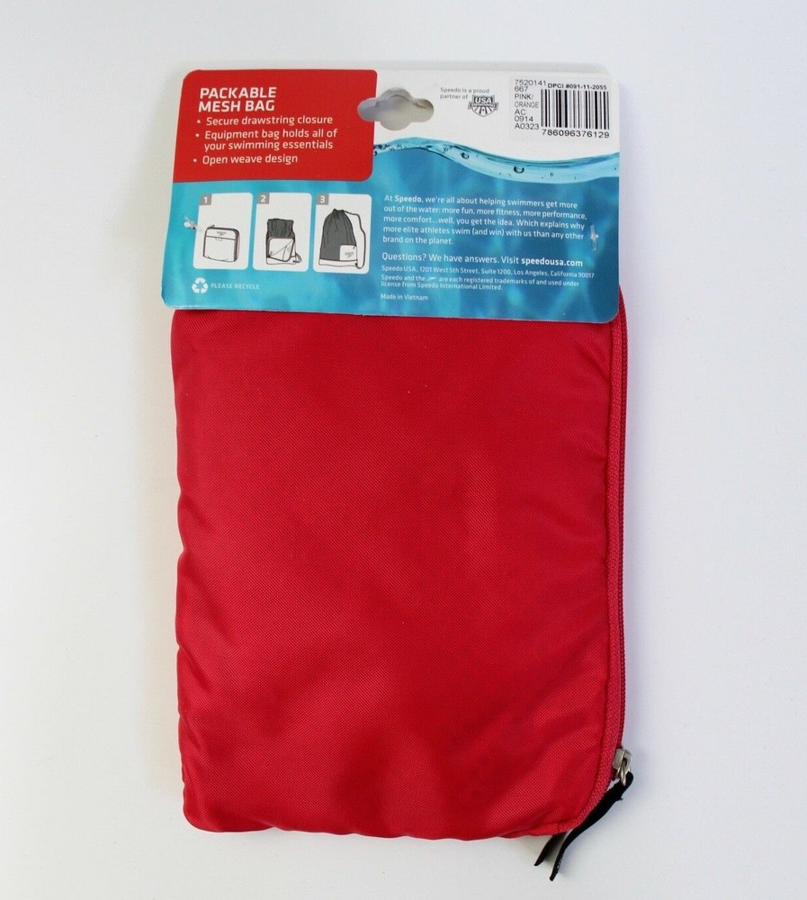 Speedo Packable Mesh Swimming Drawstring Bag Pink/Orange