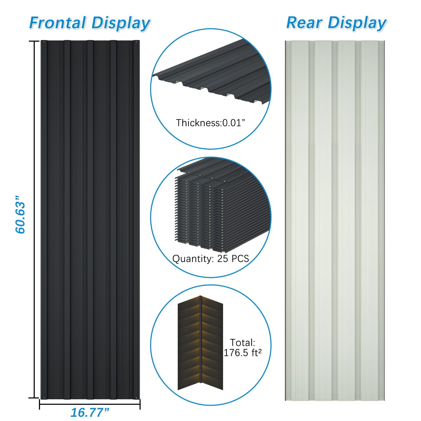 25 PCS Roof Panels Galvanized Steel Hardware Metal Roofing Sheets Wall Panels